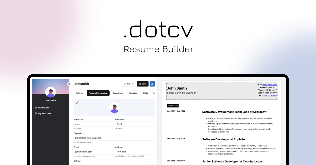 .dotcv - 简历建造者媒体2