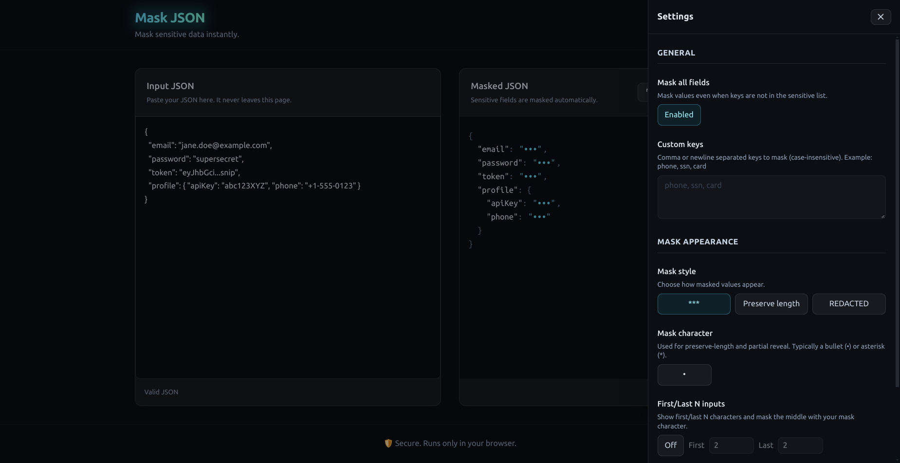 Maskjson - JSON'da Hassas Alanlar Maske Anında medya 2