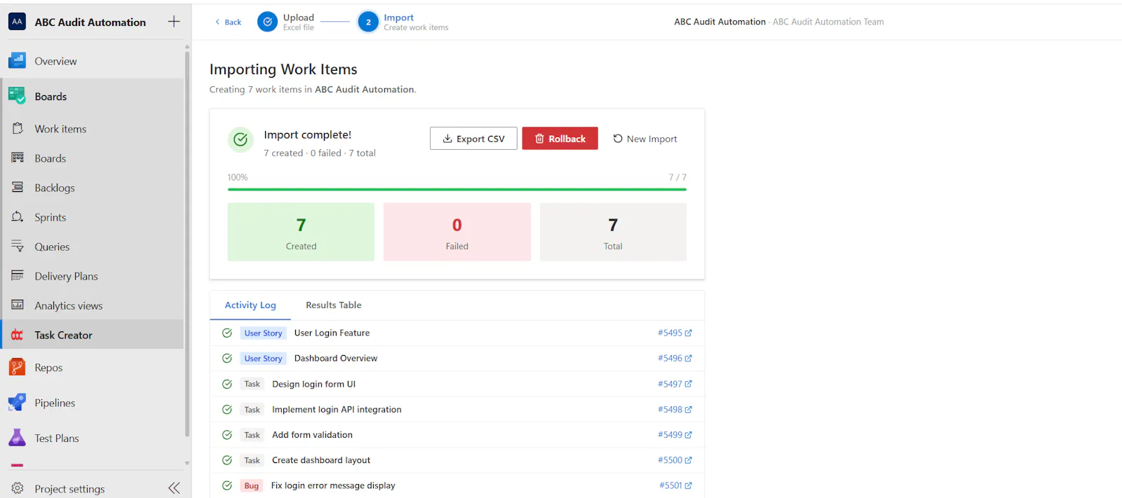 Excel Importer for Azure Boards screenshot 3
