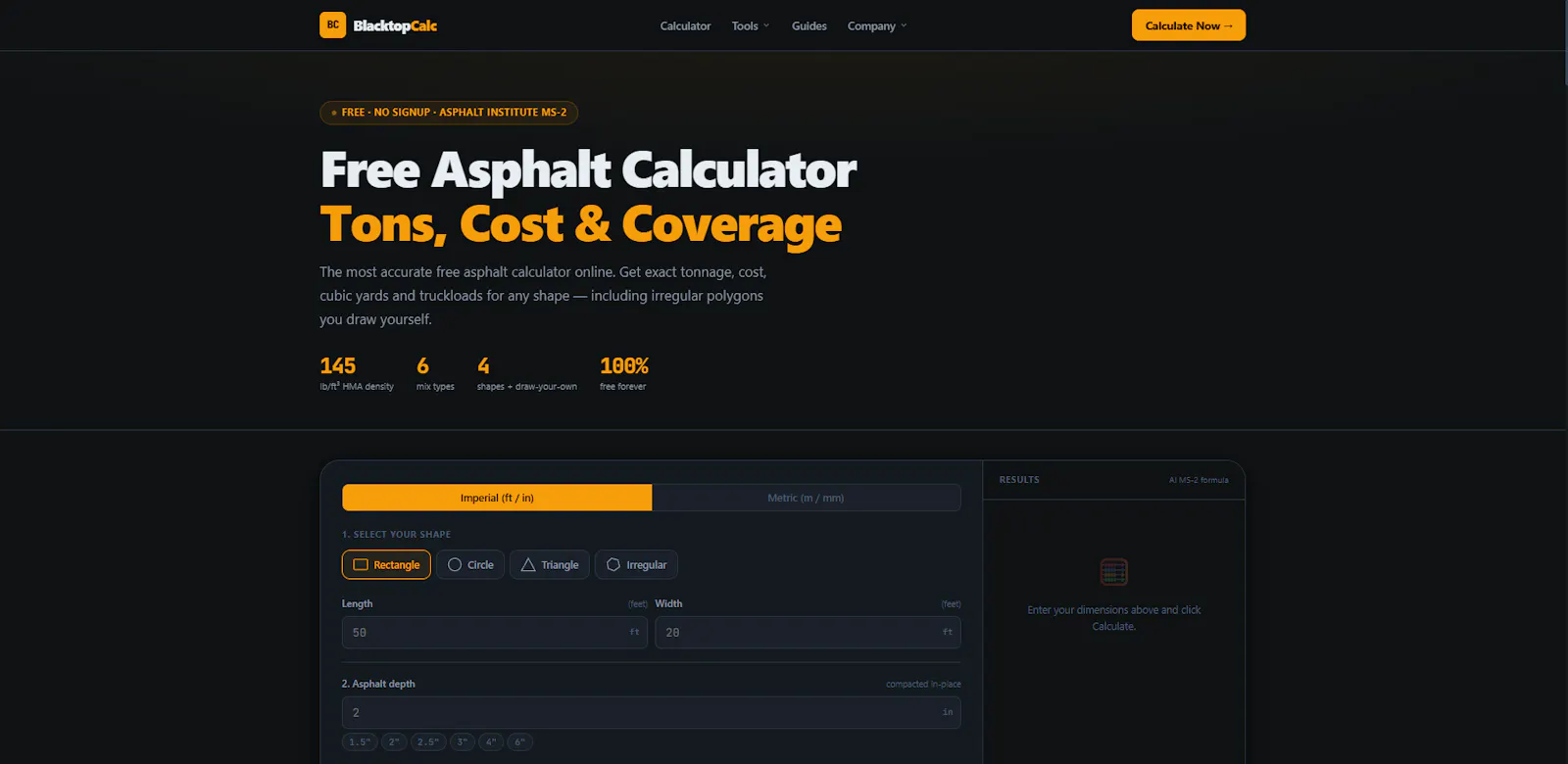 BlacktopCalc screenshot 1