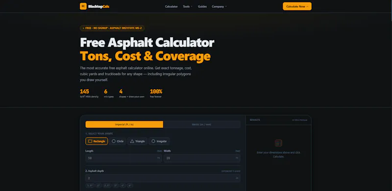 BlacktopCalc screenshot 1