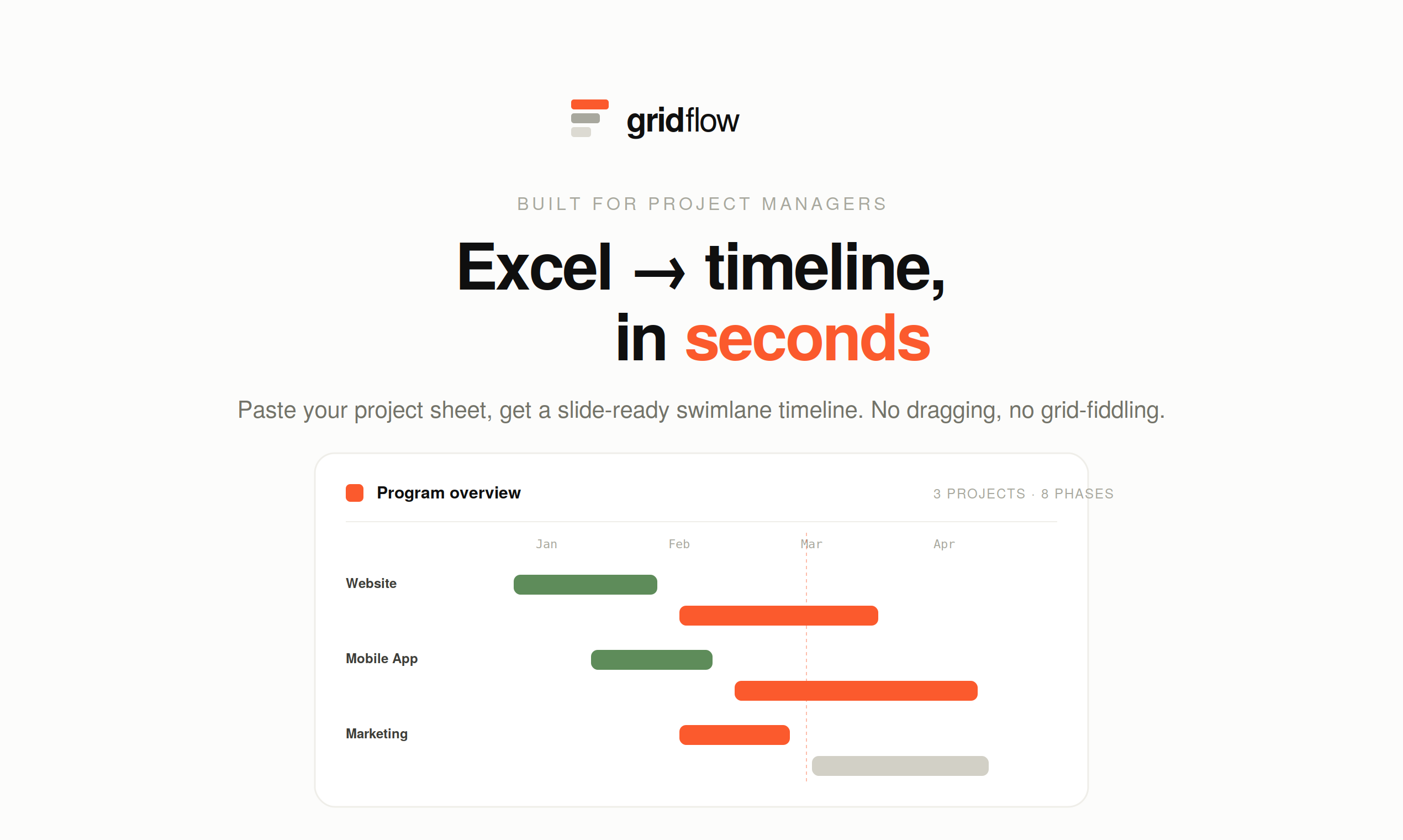 Gridflow — Excel to Program Timeline gallery image