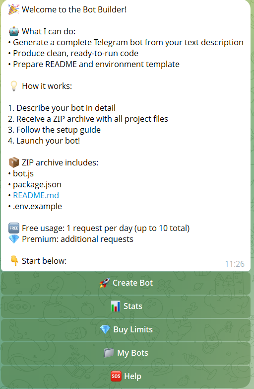 CreateBot — AI Bot Builder for Telegram gallery image