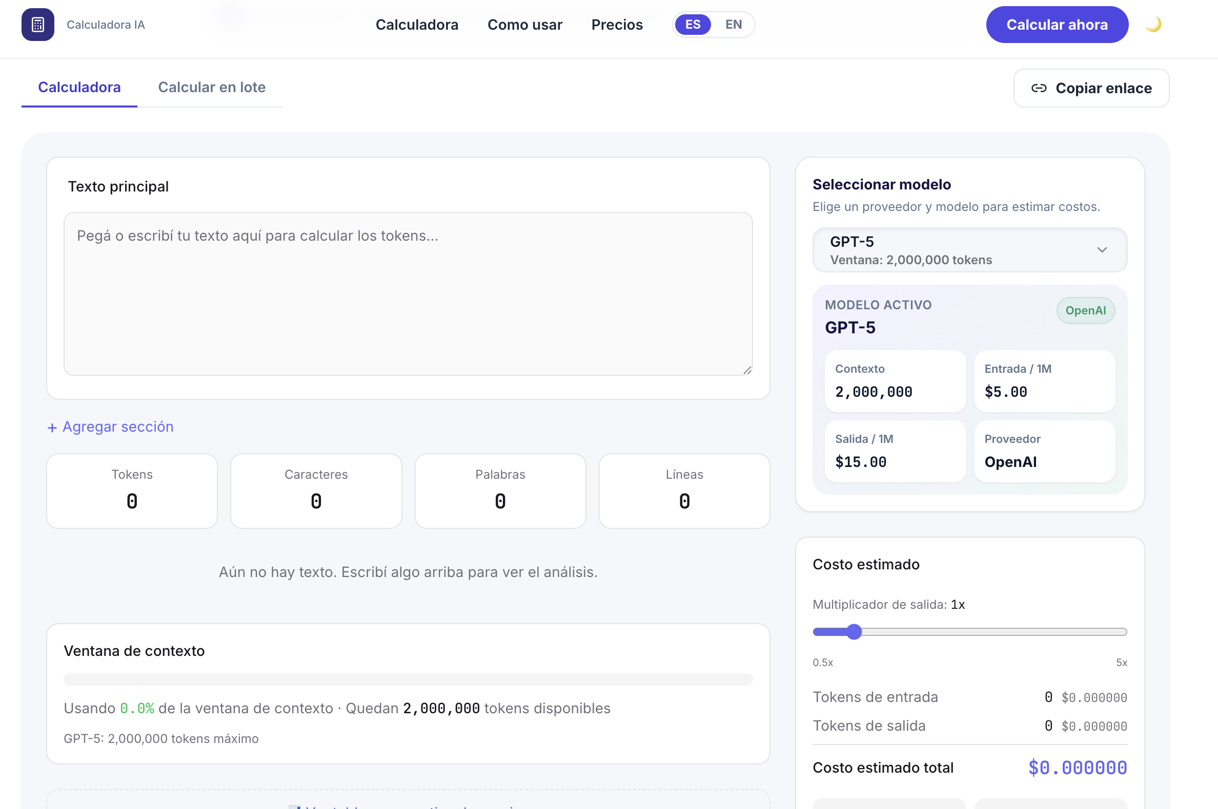 Calculadora de Tokens IA gallery image