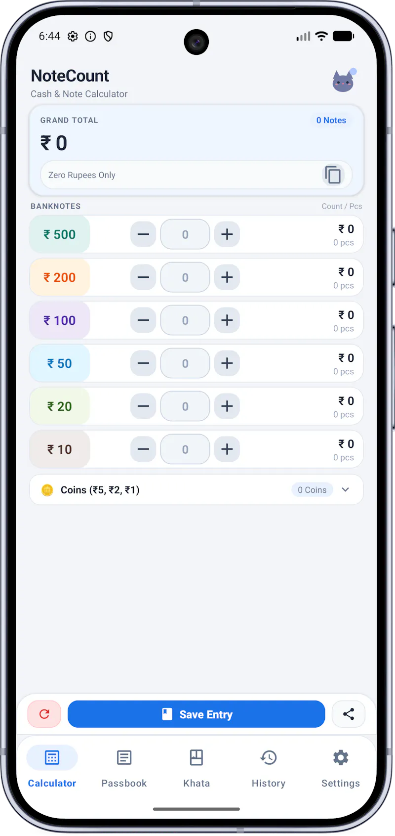 NoteCount - Cash Calculator & Khata screenshot 1