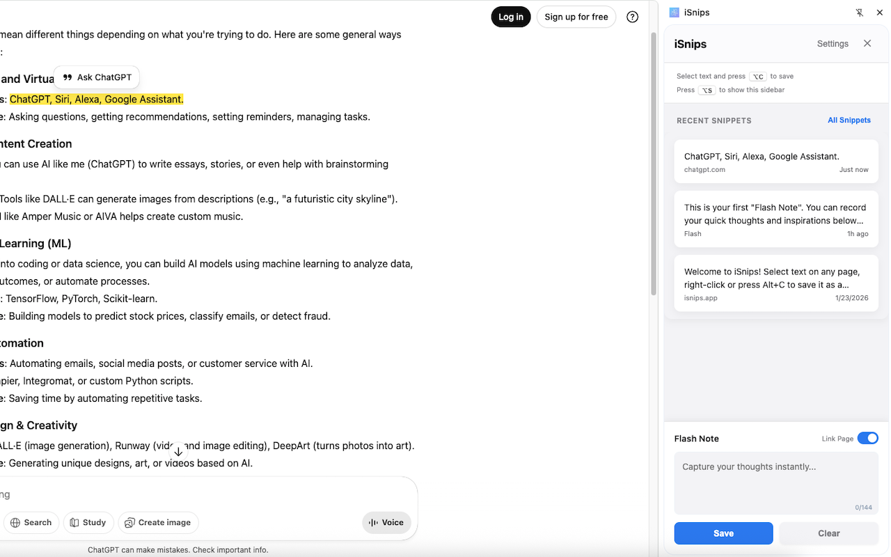 iSnips - Main product screenshot demonstrating key features and user interface