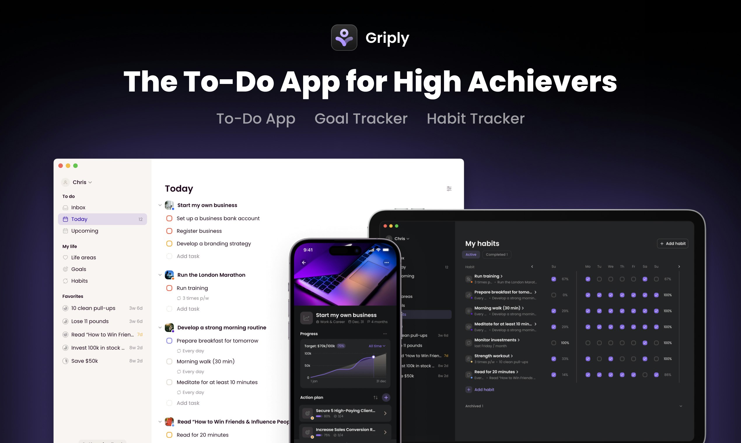 Grip - Combineert uw doelen, gewoonten en taken in één app media 1