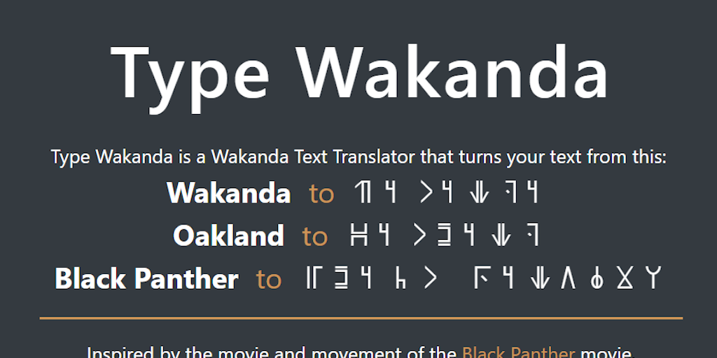 Type Wakanda - Translate text to Wakanda font from The Black Panther 🎥 ...