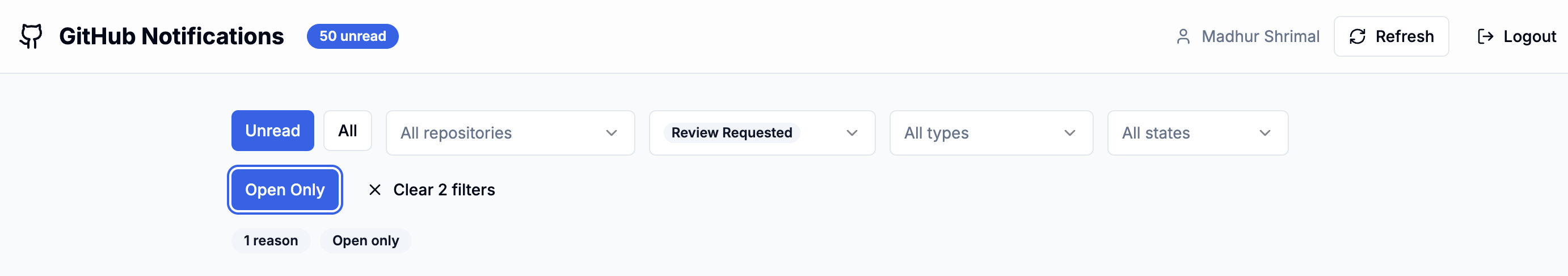 GitHub Notifications - Main product screenshot demonstrating key features and user interface