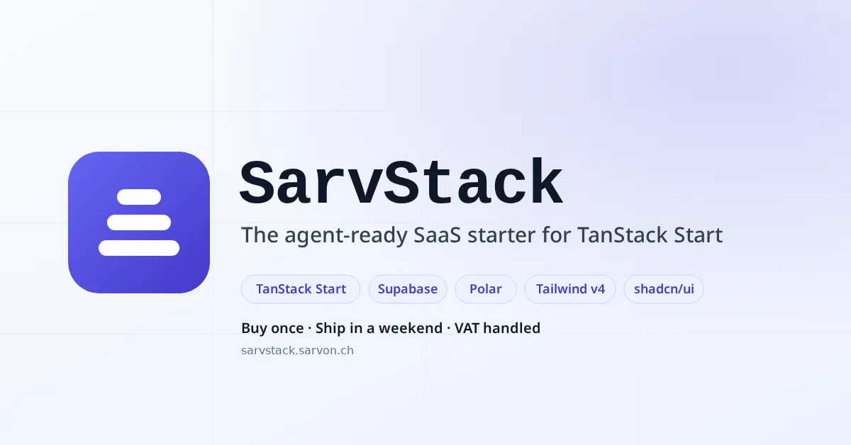 SarvStack - the agent-ready SaaS starter gallery image