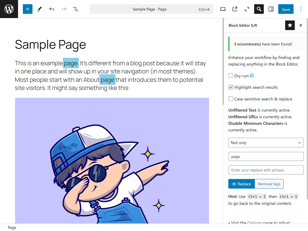 Block Editor Search & Replace media 9