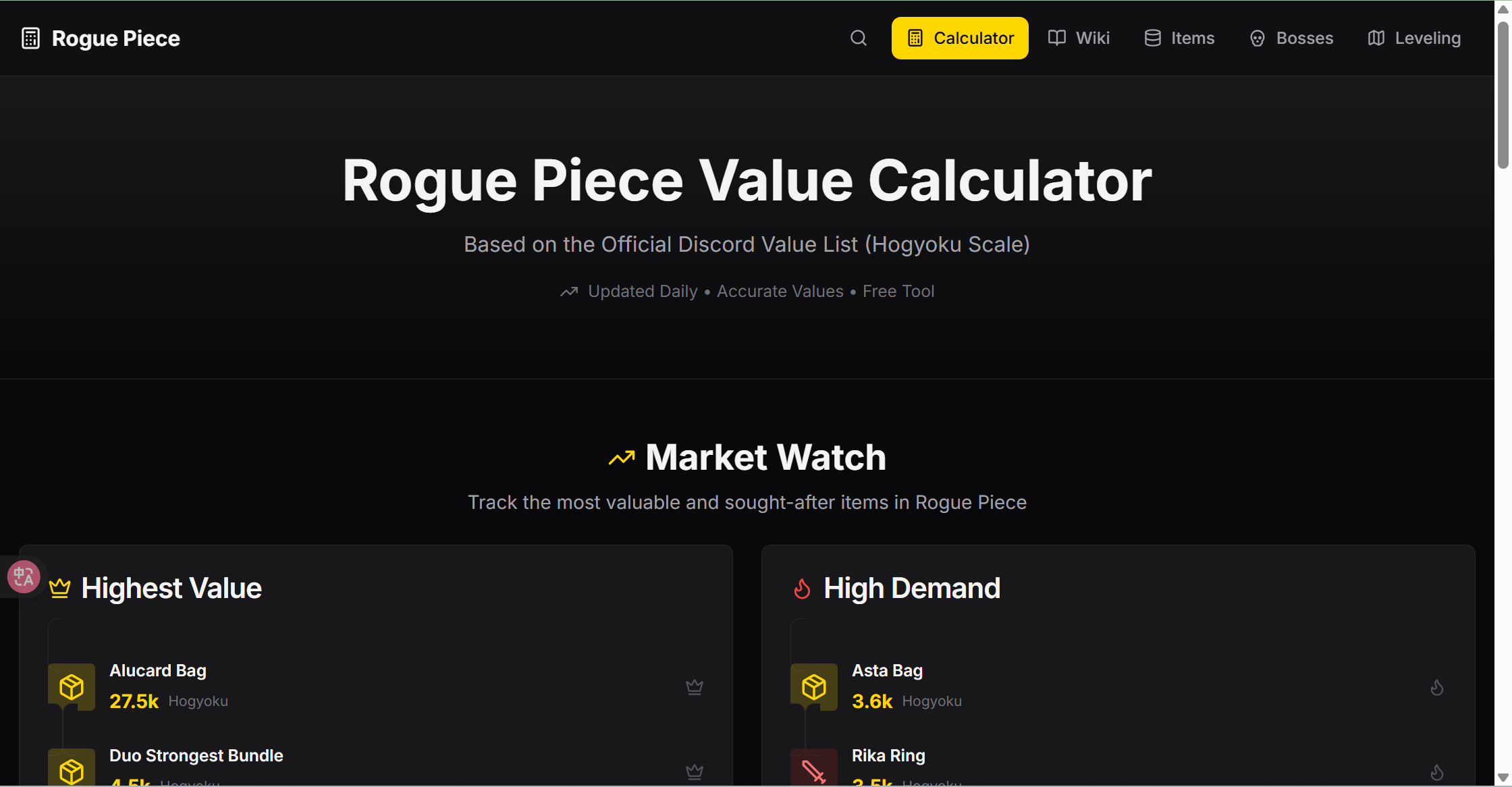 Real-time Trading Values