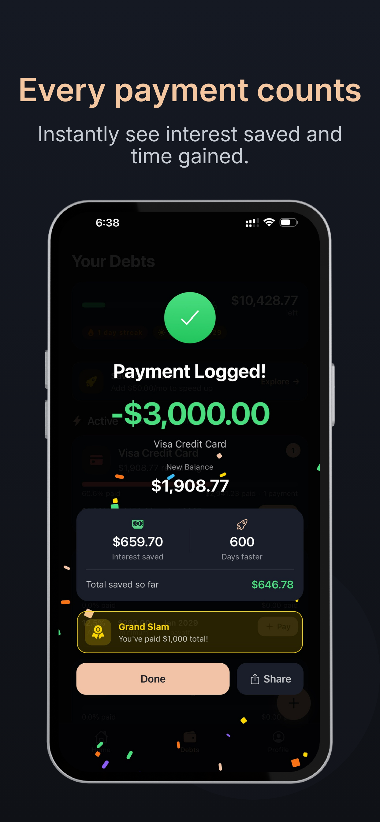 RAYN: Calm Debt Tracker - Screenshot 3 showing product features and functionality