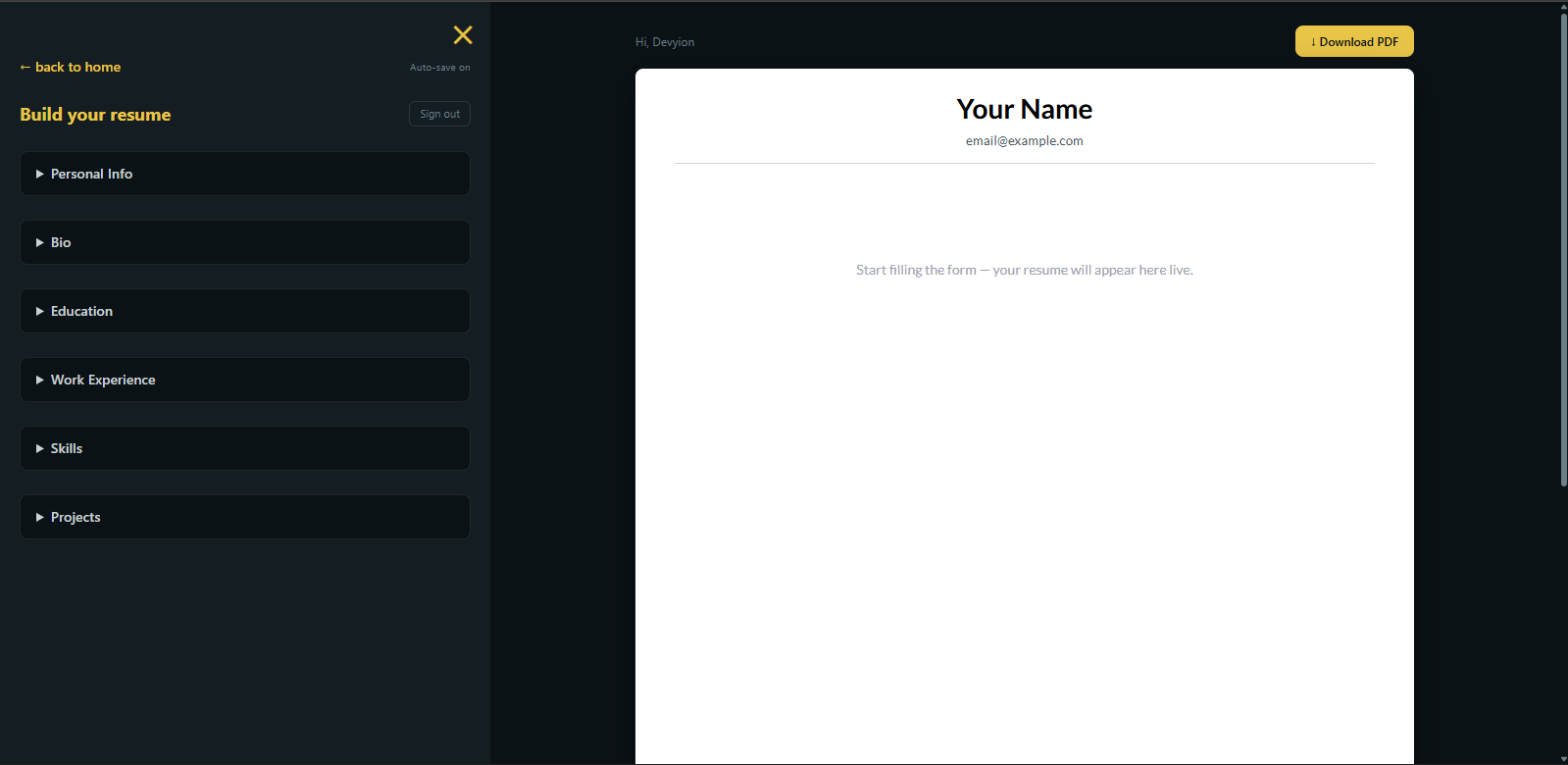 One Cv - Screenshot 3 showing product features and functionality