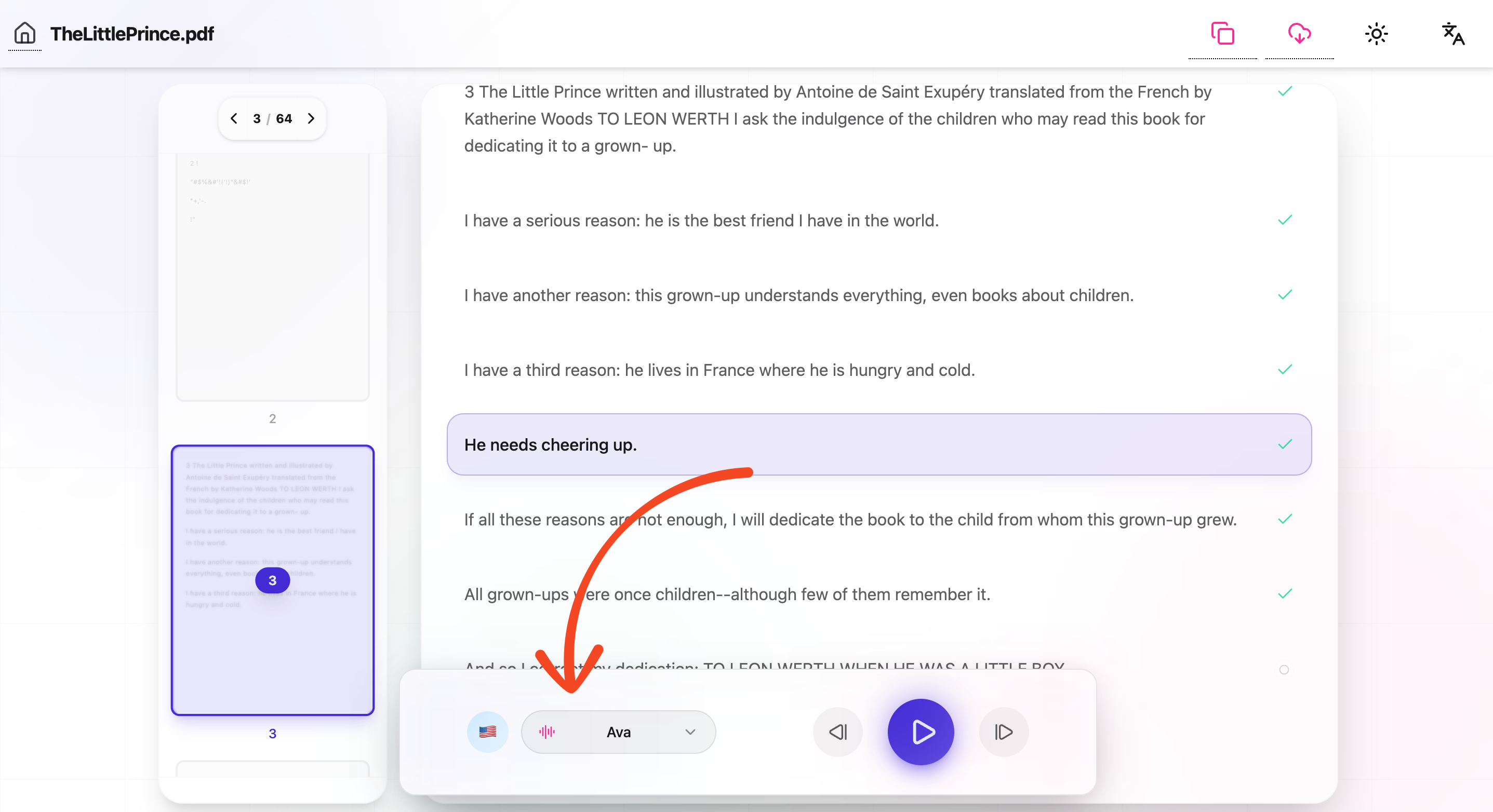 Read PDF Aloud - Screenshot 3 showing product features and functionality