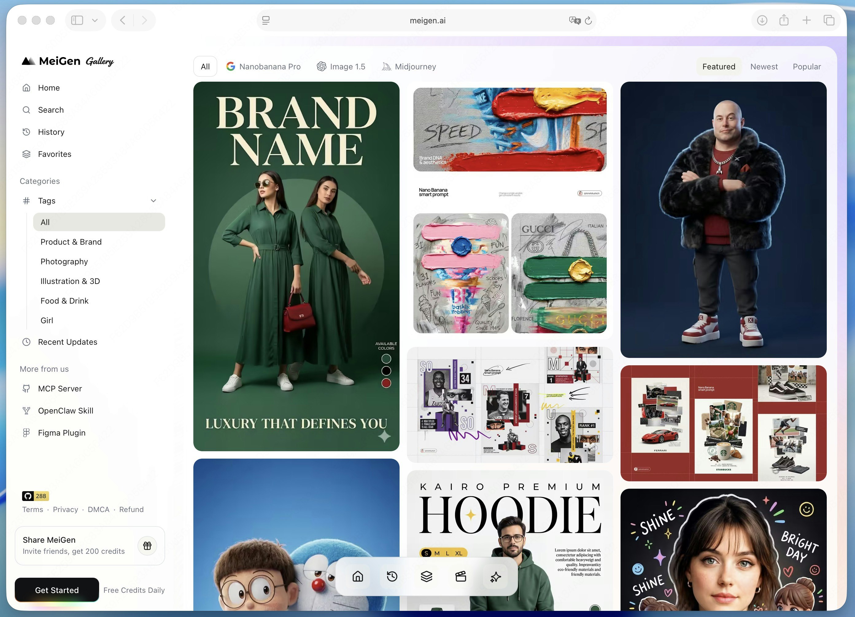 MeiGen AI prompts gallery - Main product screenshot demonstrating key features and user interface
