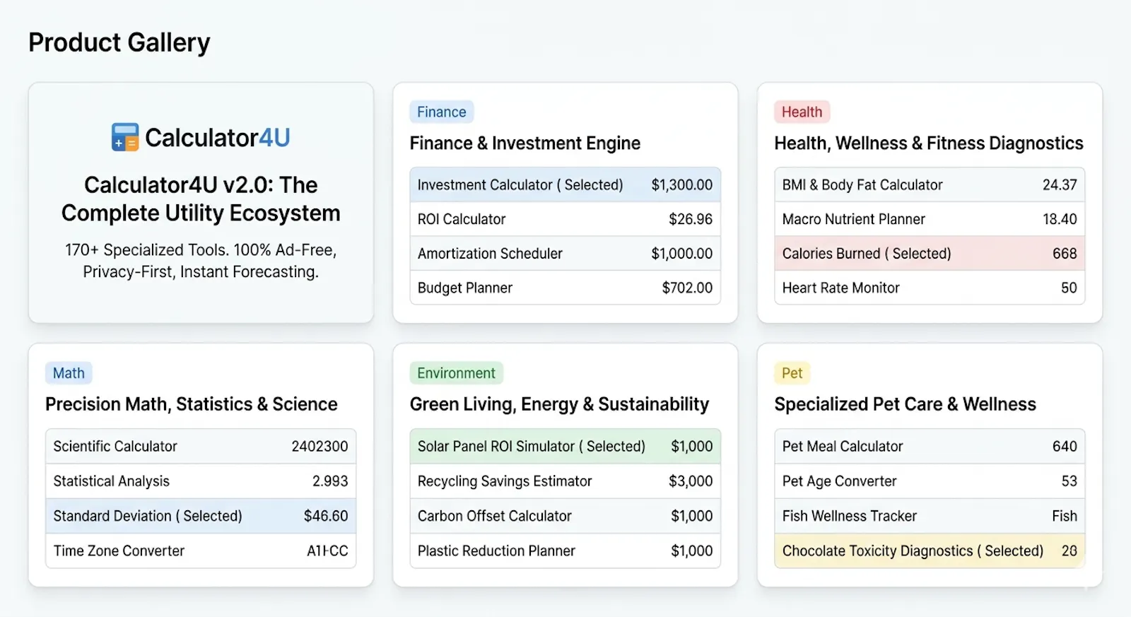 Calculator4U v2.0 screenshot 1