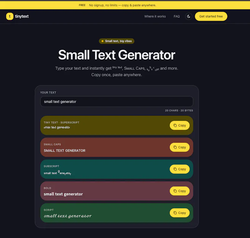 TinyText.io screenshot 2