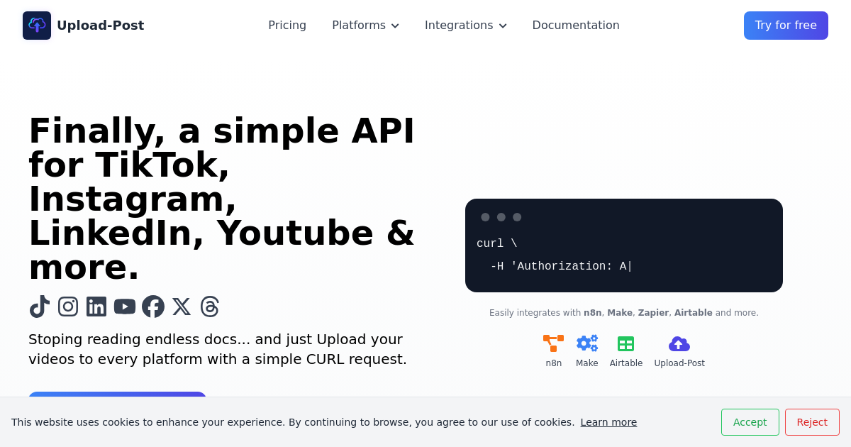 Upload-Post - Your API for Tiktok, Instagram, Facebook & more media 1