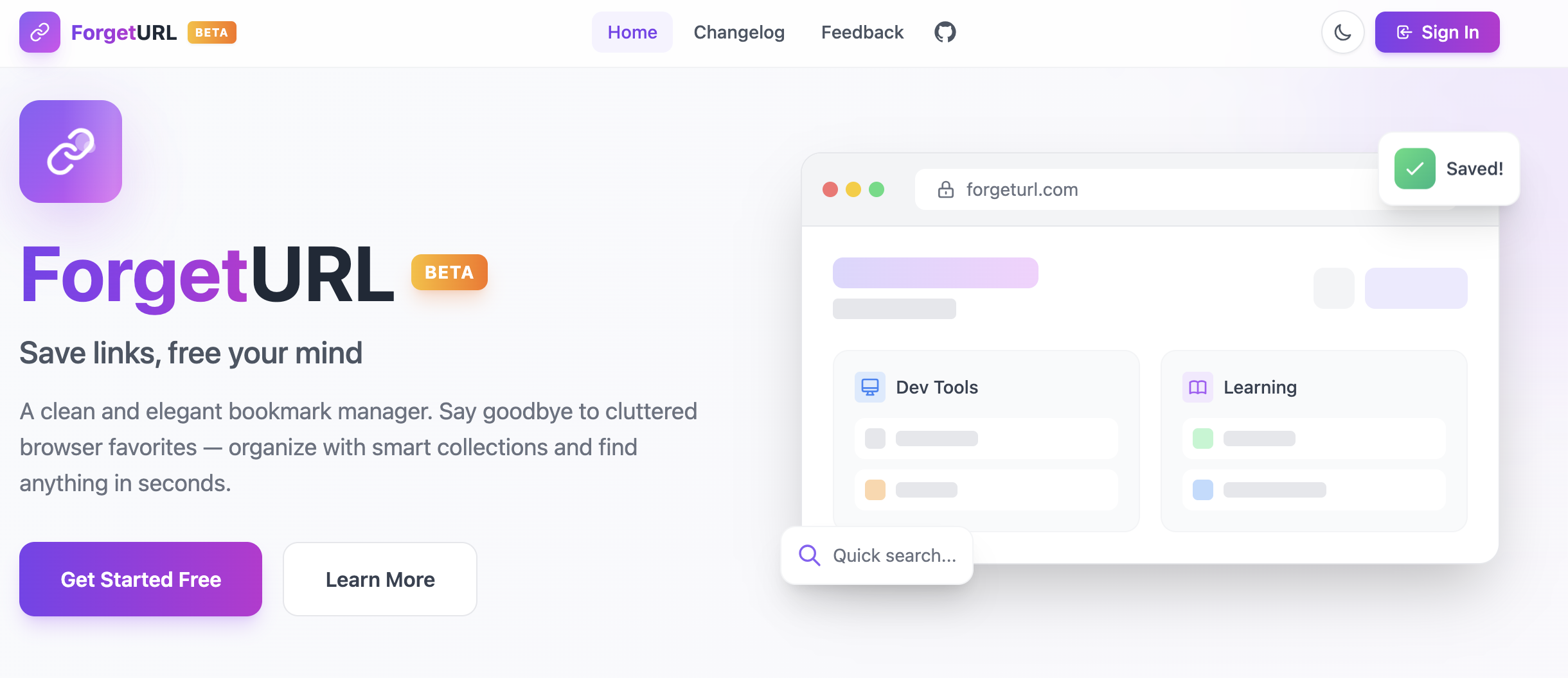 ForgetURL - Main product screenshot demonstrating key features and user interface