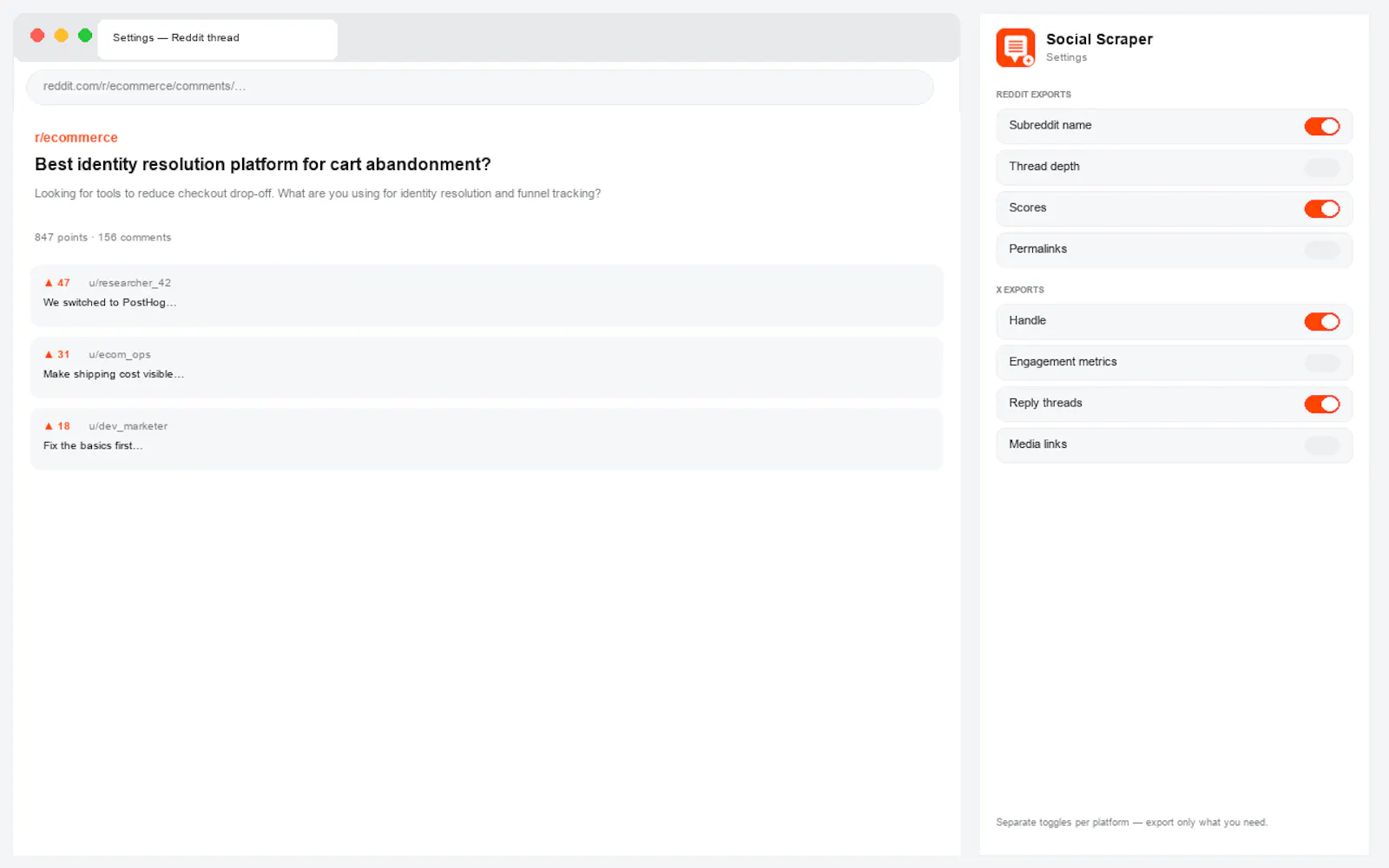 Social Scraper+ screenshot 4