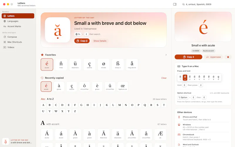 Accent Letters for Mac screenshot 2