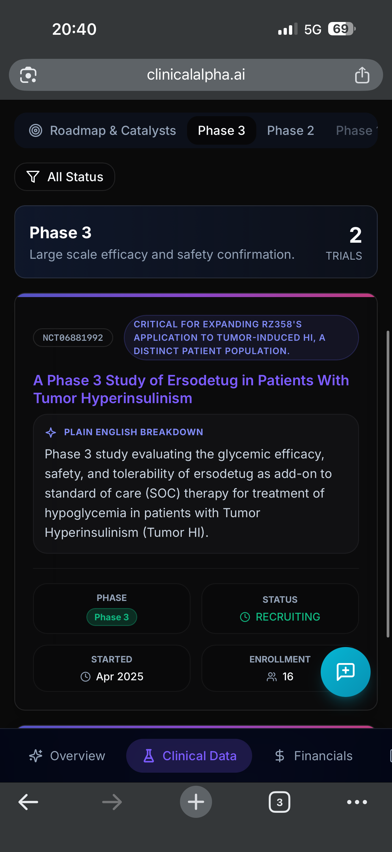 Clinical Alpha - Screenshot 3 showing product features and functionality