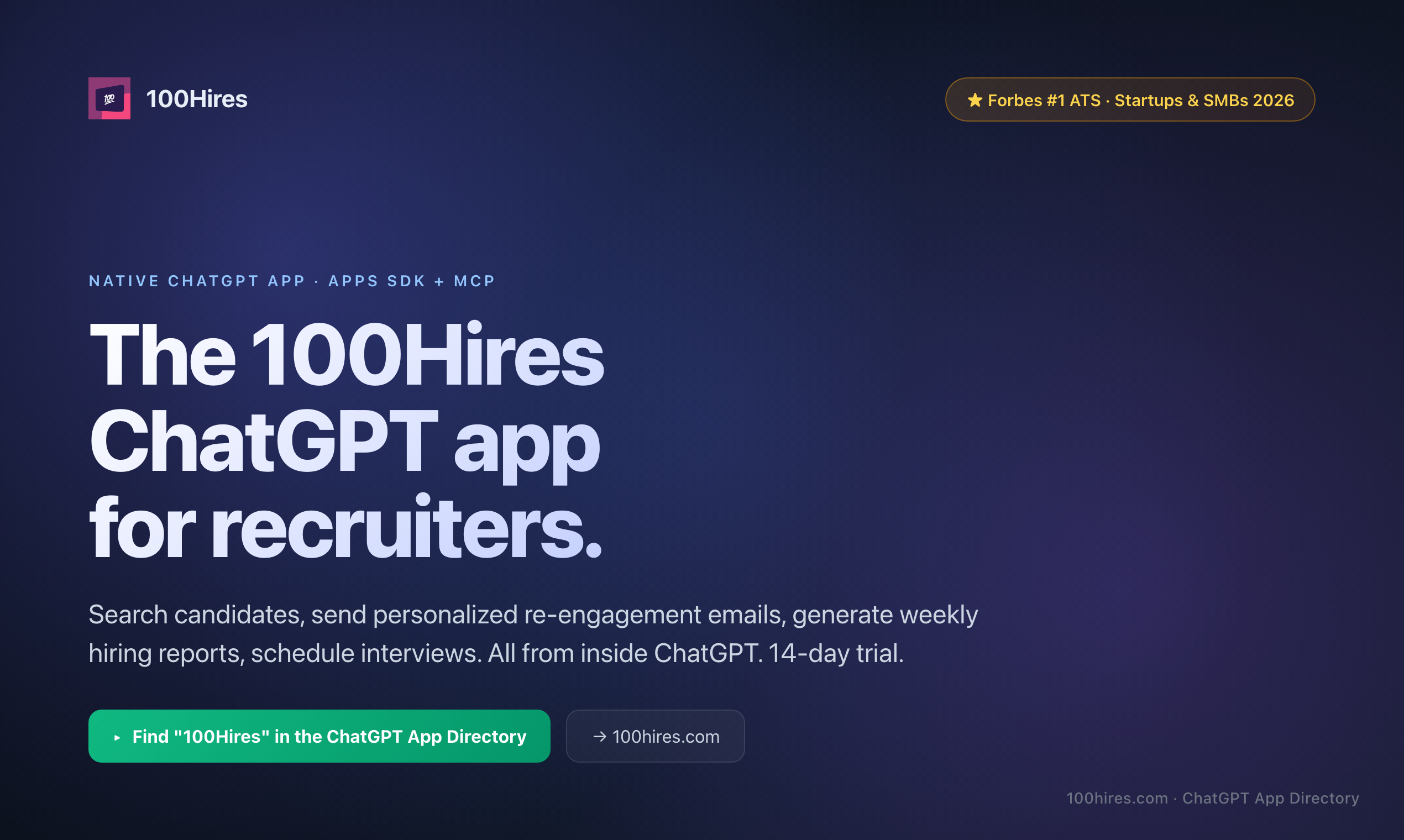100hires - 1st ChatGPT ATS app + MCP gallery image