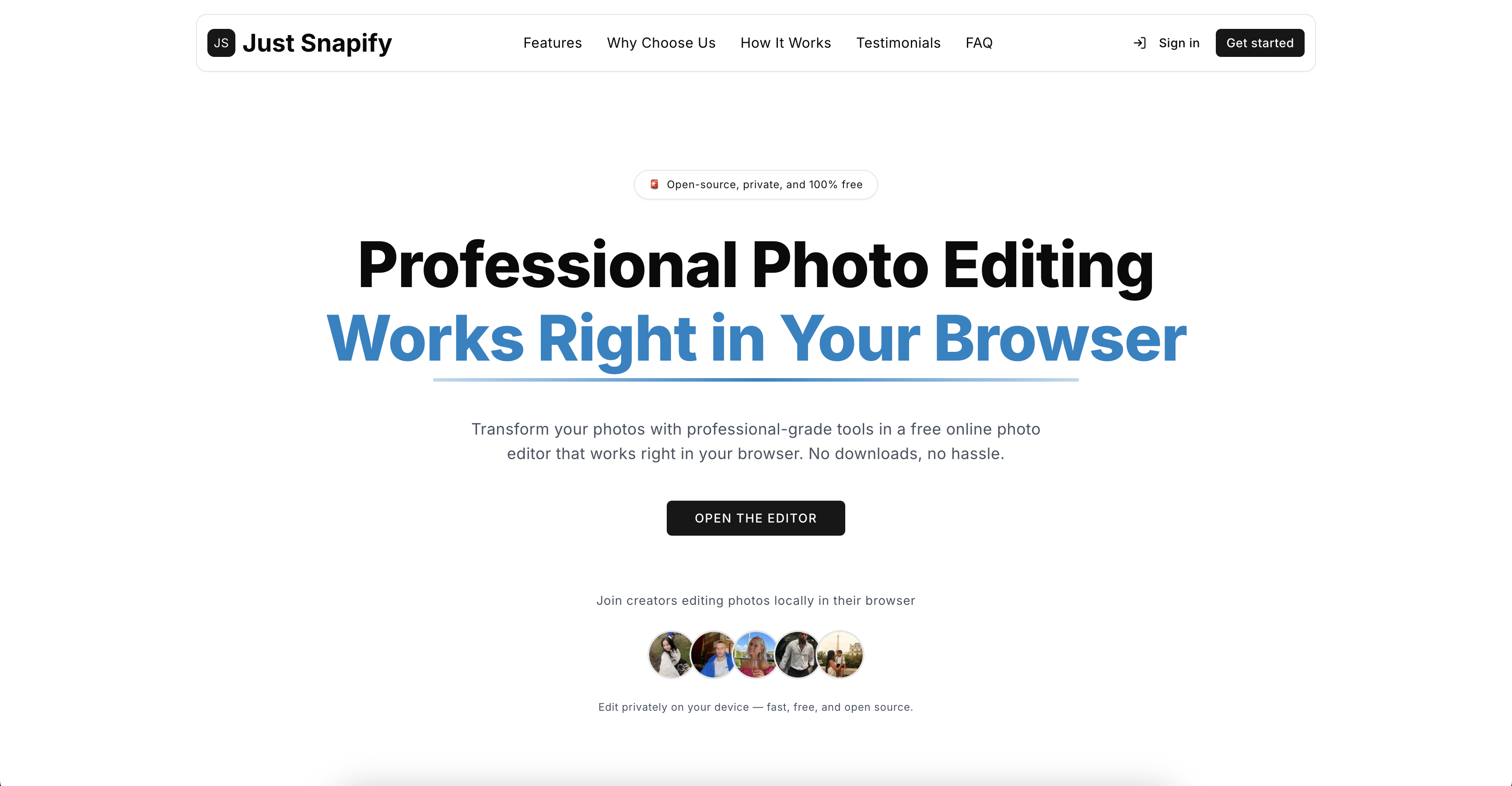 Média Just Snapify - éditeur de photos open source - Créez des visuels en studio-qualité en quelques minutes, pas des heures. 2
