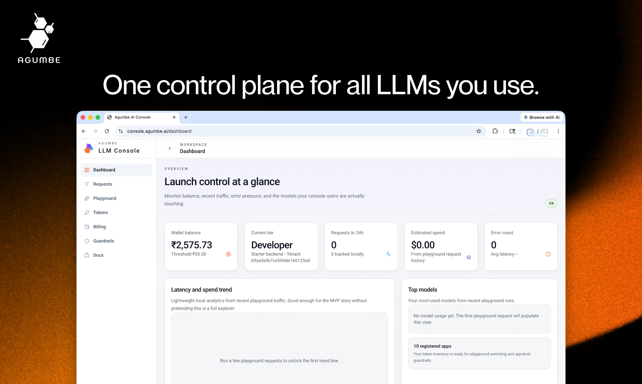 Agumbe LLM Gateway (and Console) のプロダクトバナー