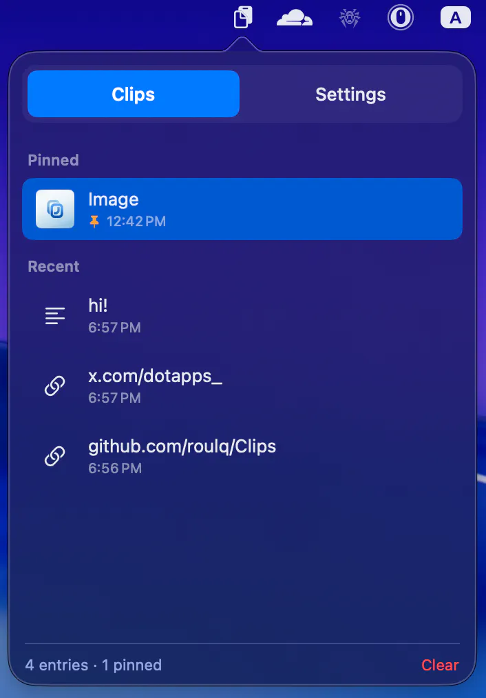 Clips screenshot