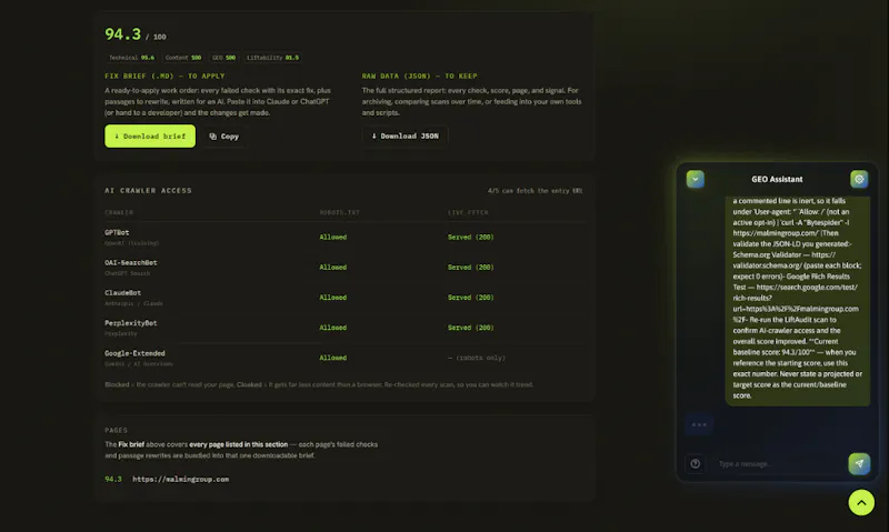 Lift Audit screenshot 5