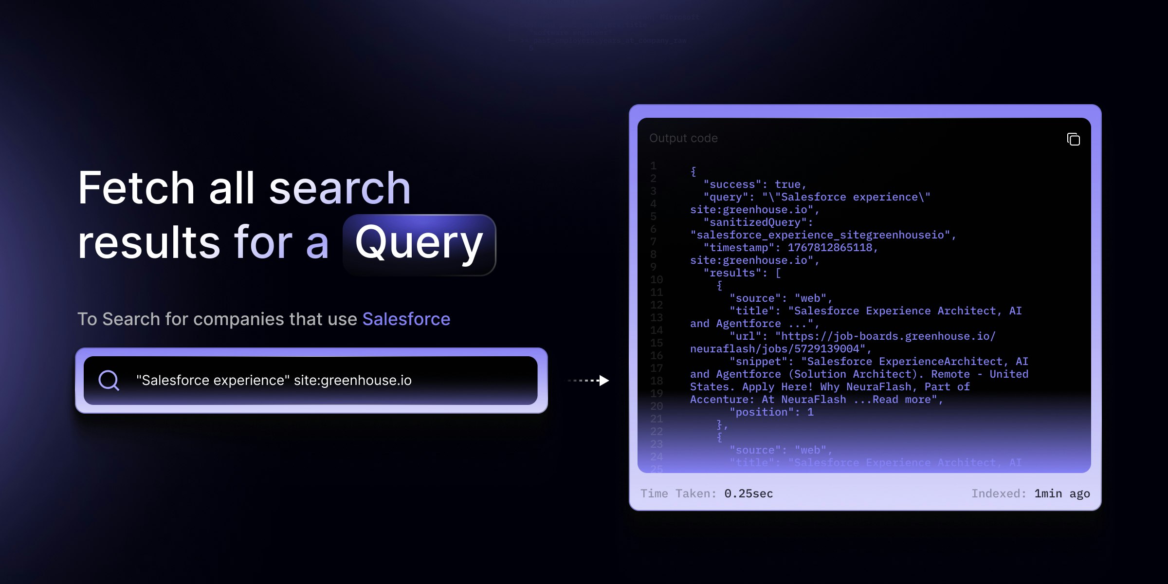 Web search API by Crustdata gallery image