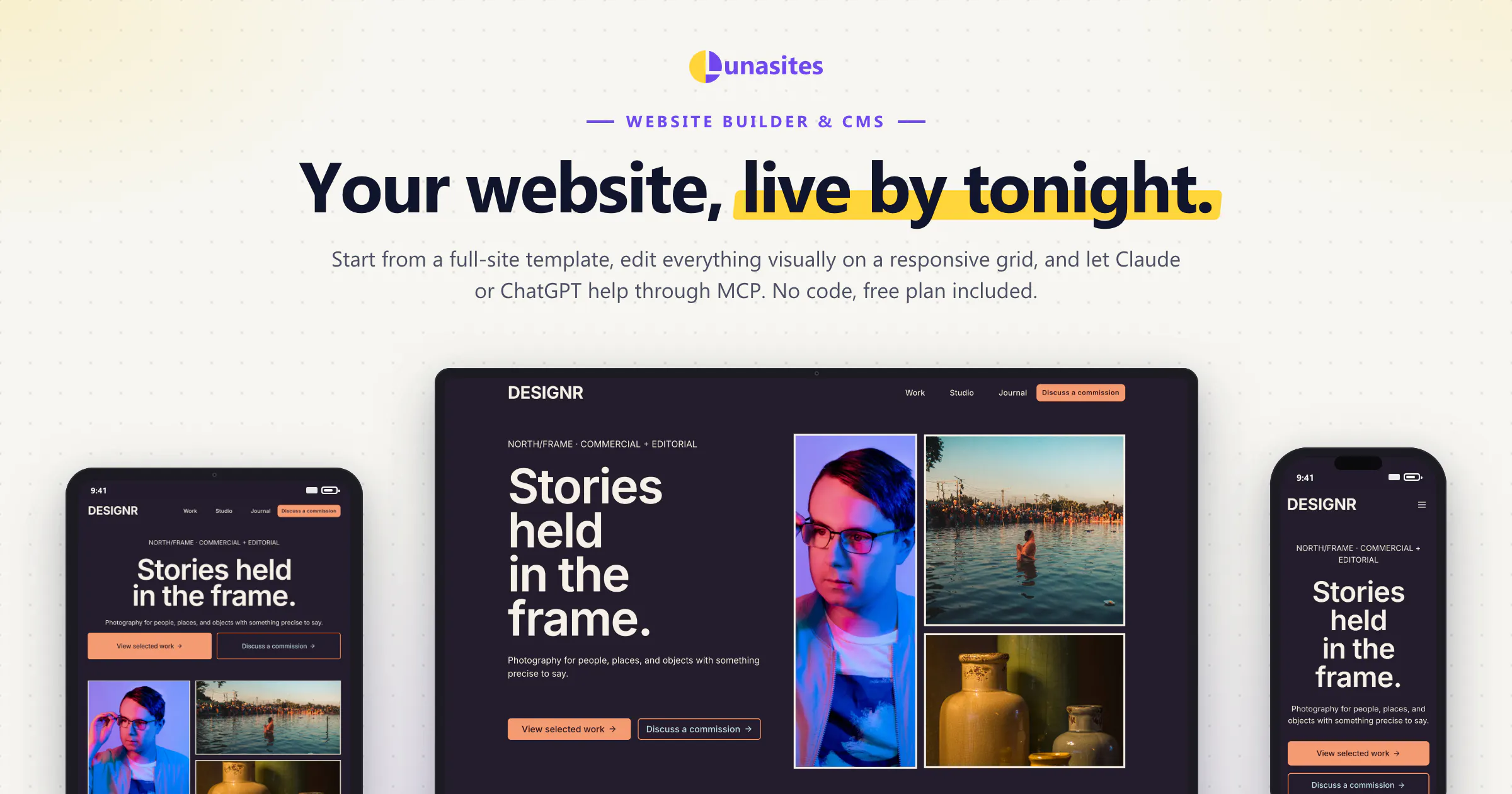 LunaSites! Website builder with MCP gallery image