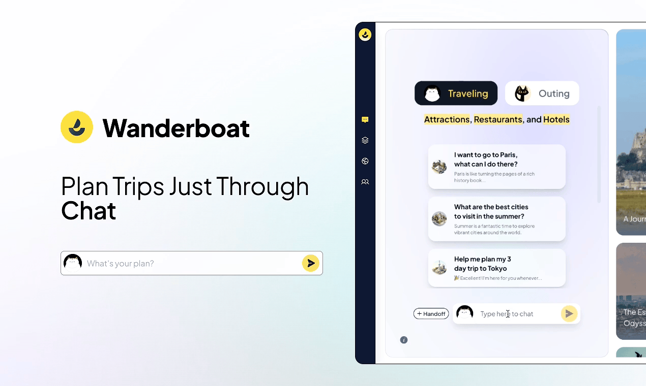startuptile Wanderboat AI-Your everyday AI Companion for Travel and Outing Ideas!