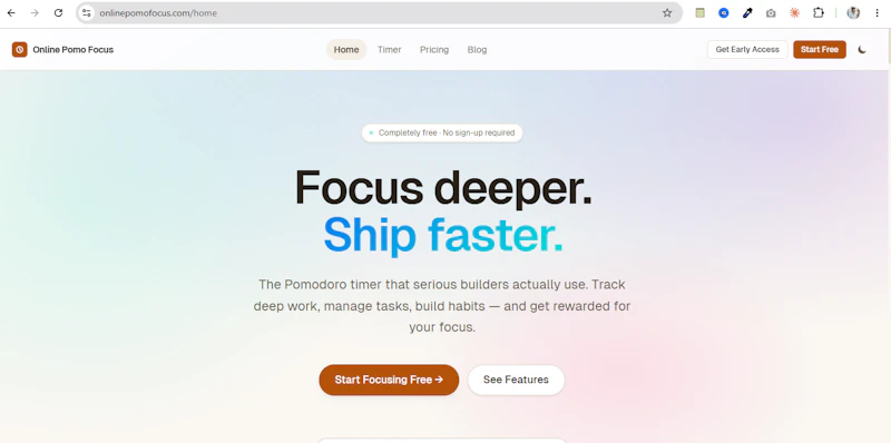 Online Pomo Focus screenshot 1