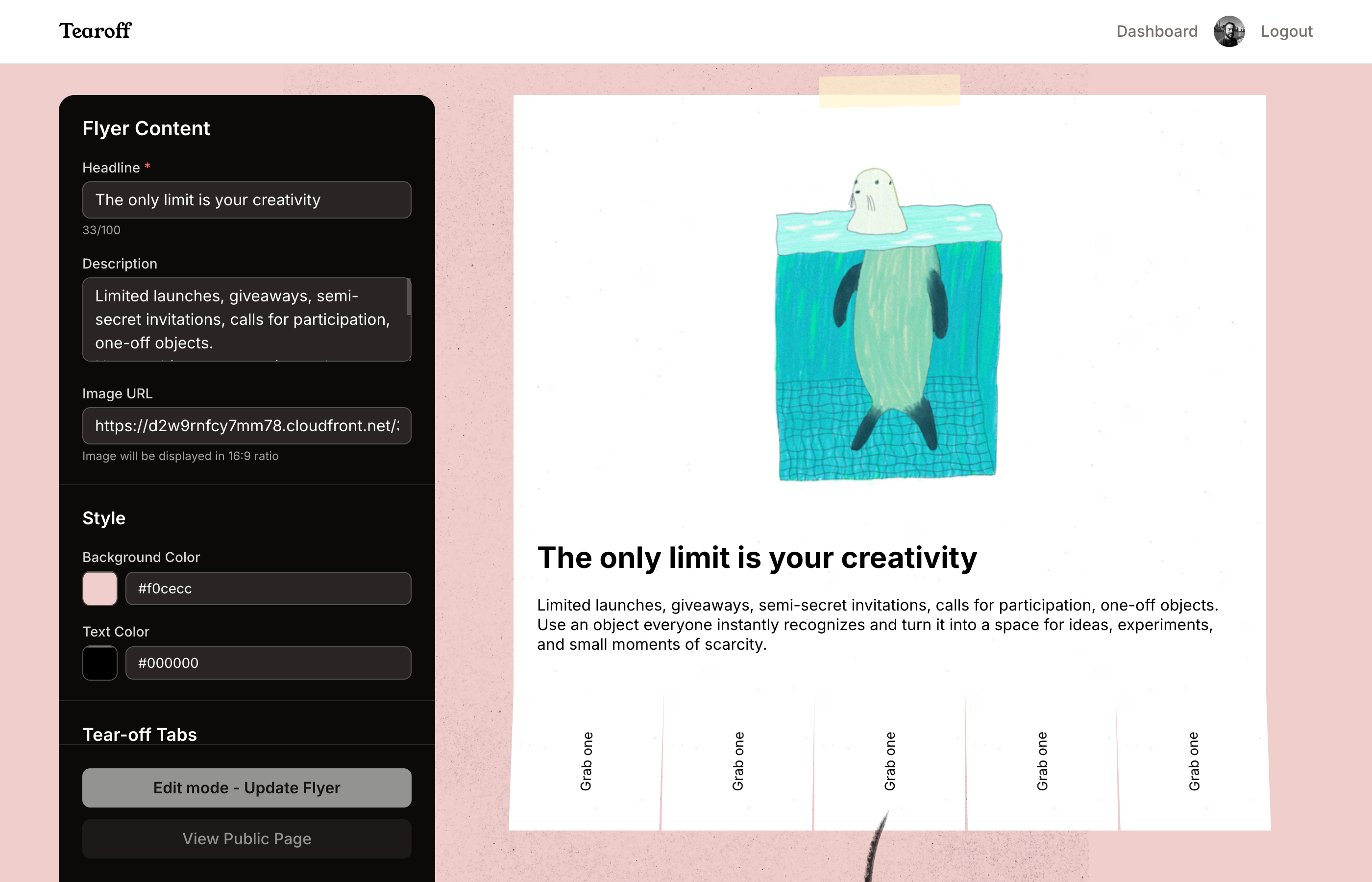 Tearoff - Screenshot 2 showing product features and functionality