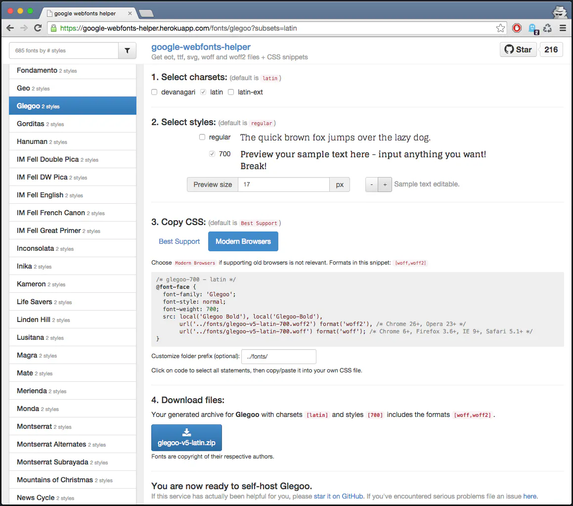 Google Webfonts Helper
