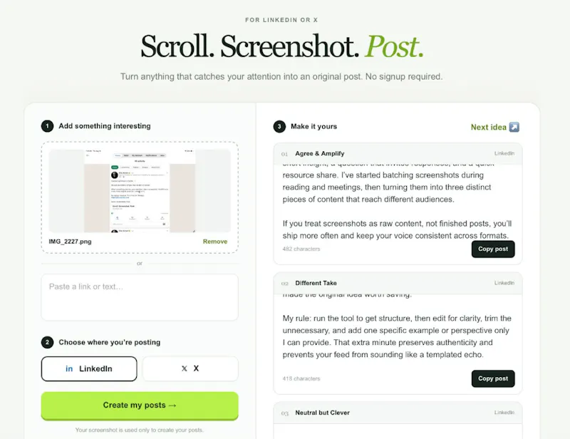 VoxWit — Scroll. Screenshot. Post. screenshot 2