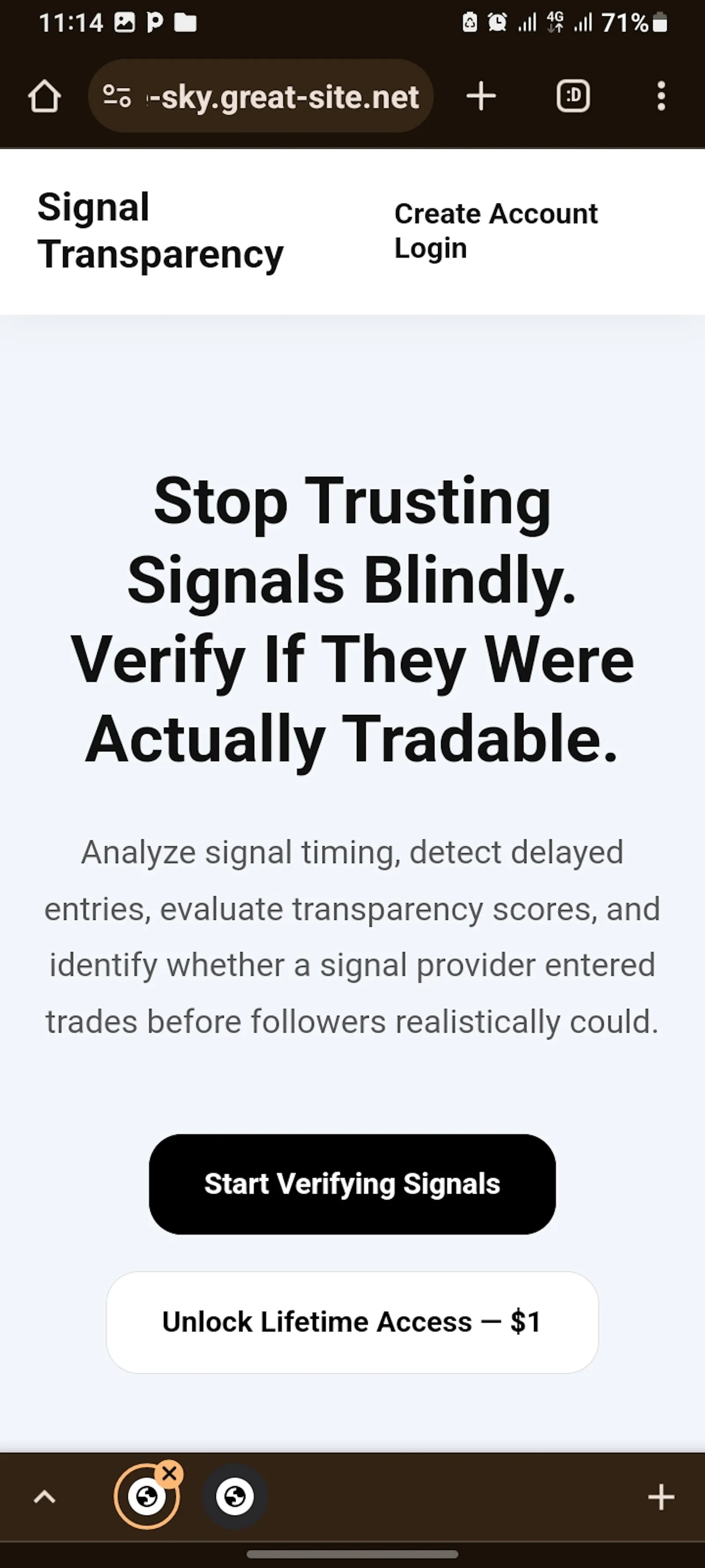 Signal Transparency Verification screenshot 1