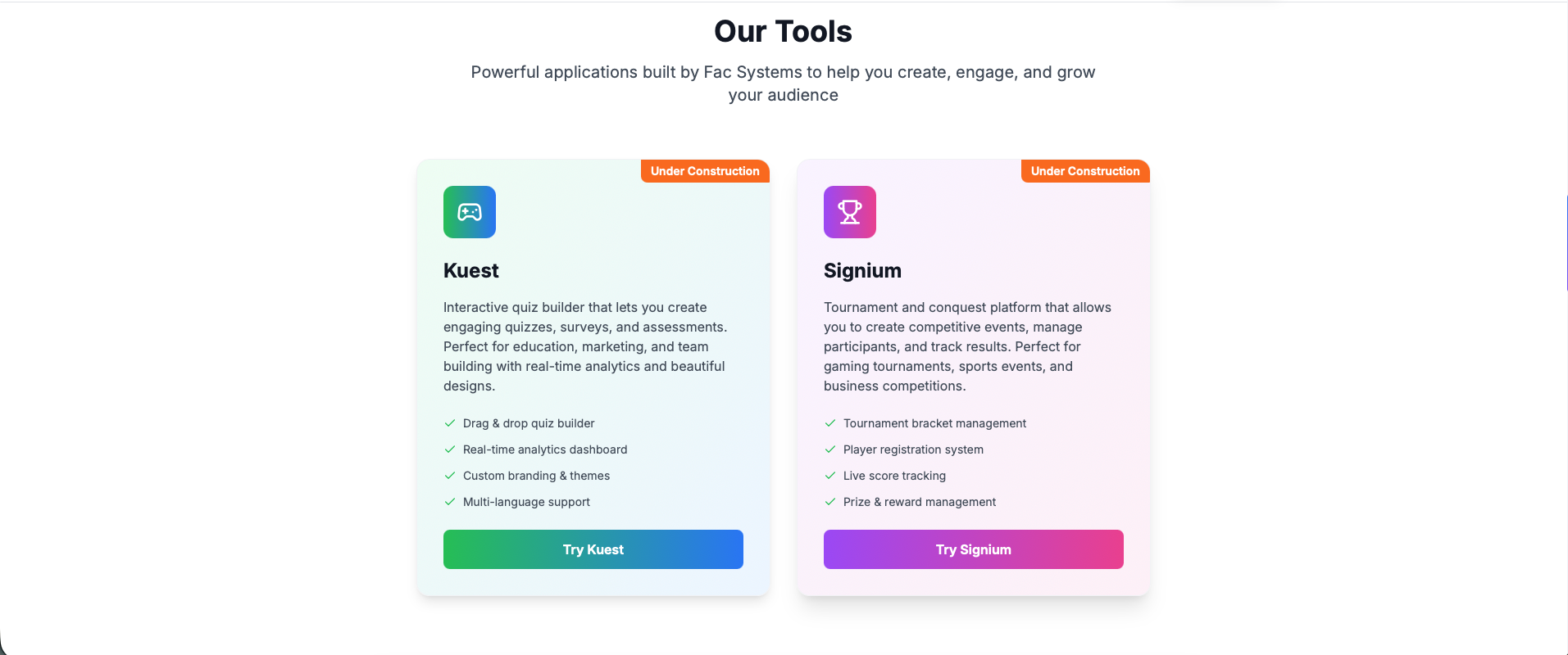 Fac Systems - Screenshot 3 showing product features and functionality