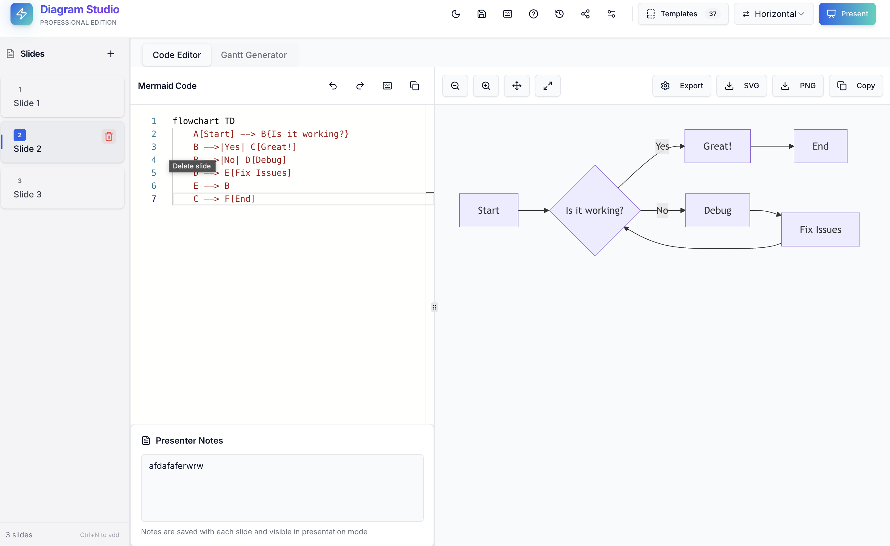 Mermaid Diagram Studio - Main product screenshot demonstrating key features and user interface