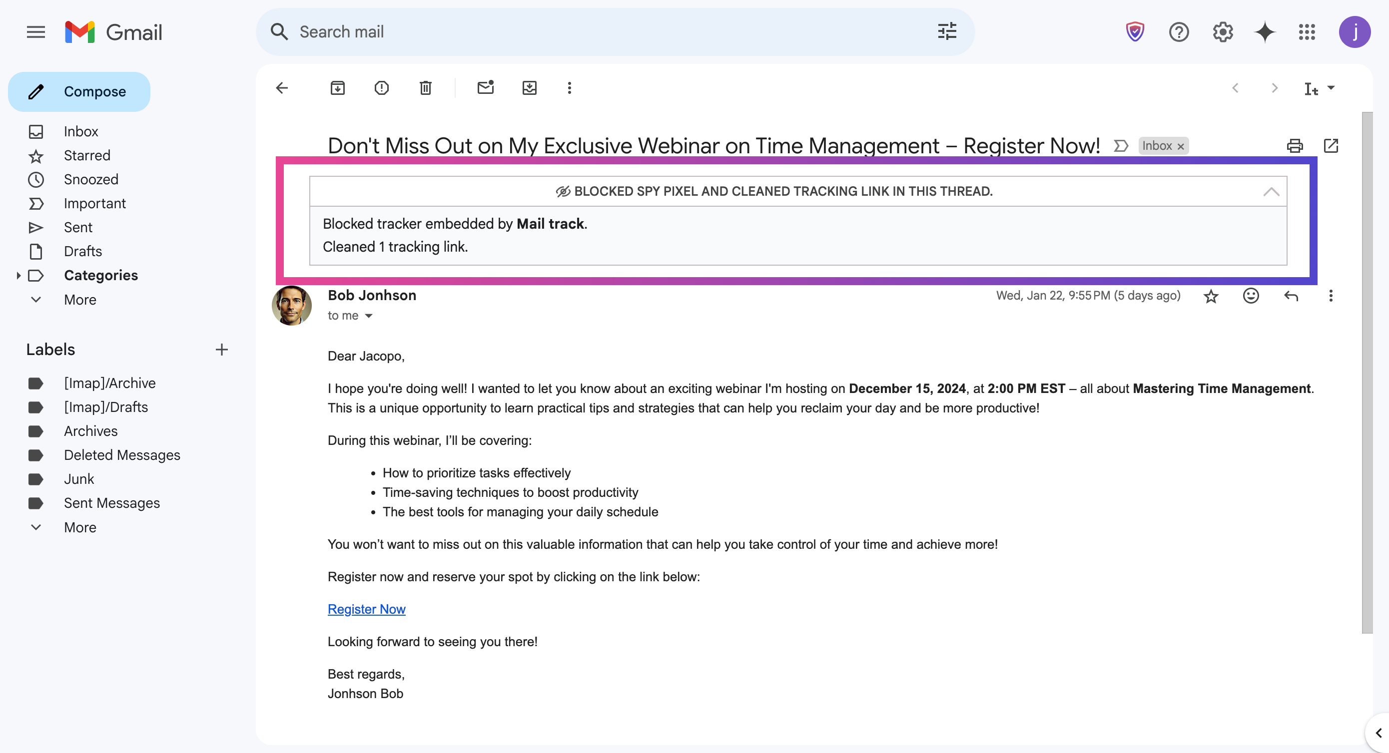 Gblock - Блок отслеживания электронной почты в Gmail медиа 2