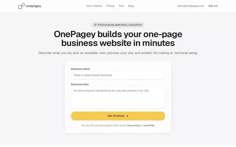 OnePagey screenshot 2