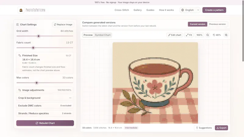 PhotoToPattern screenshot 2