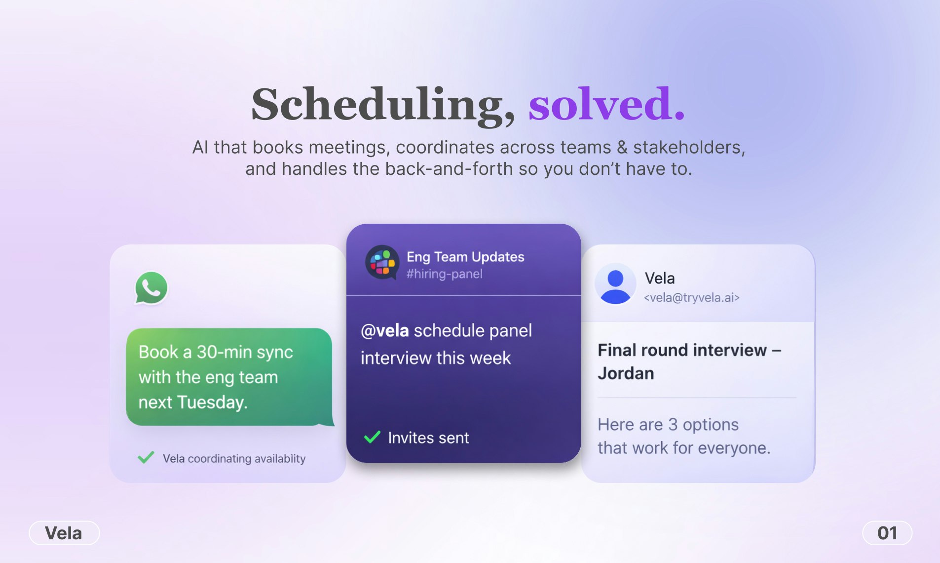 Vela - Main product screenshot demonstrating key features and user interface