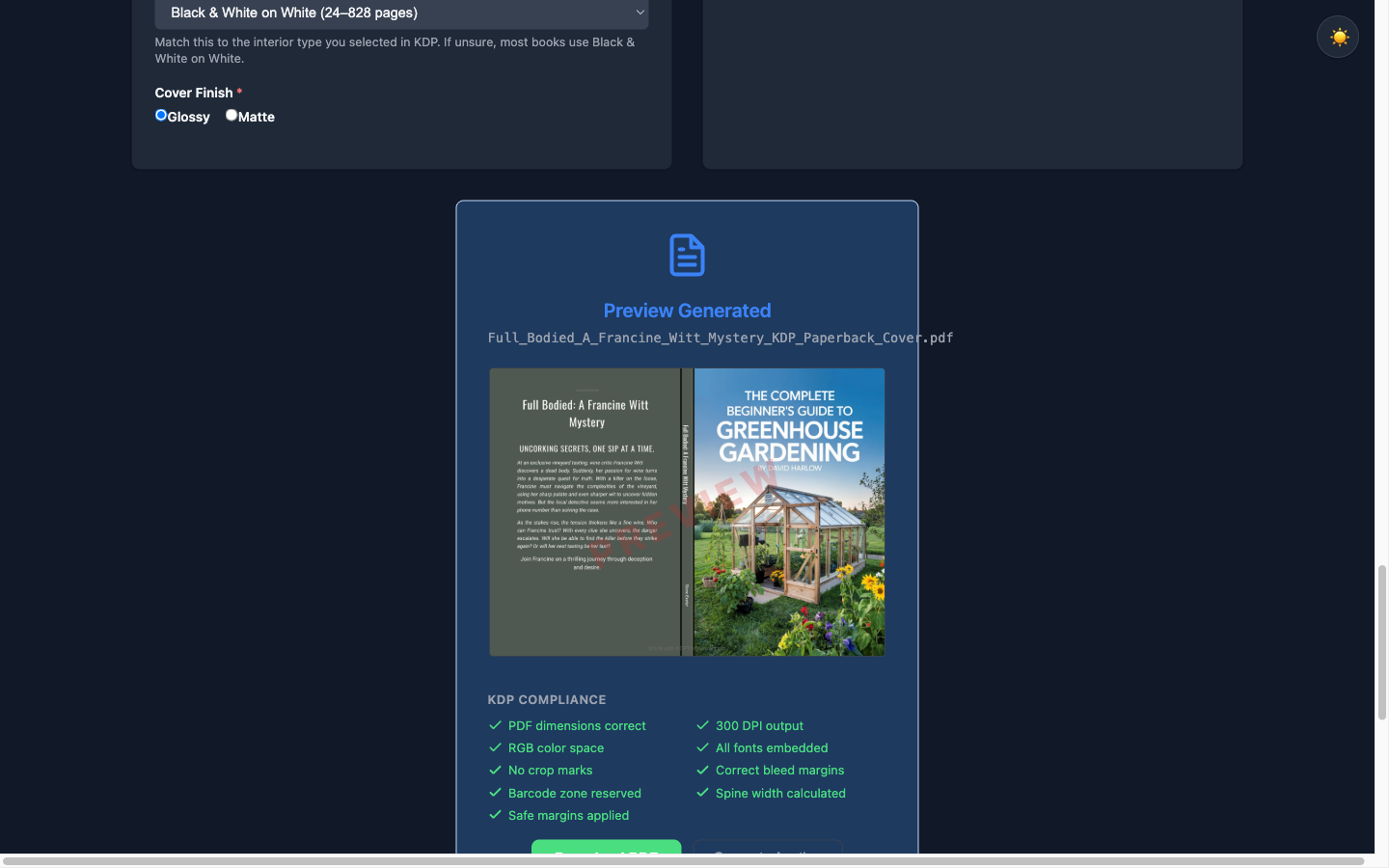 KDP Print Cover Generator gallery image