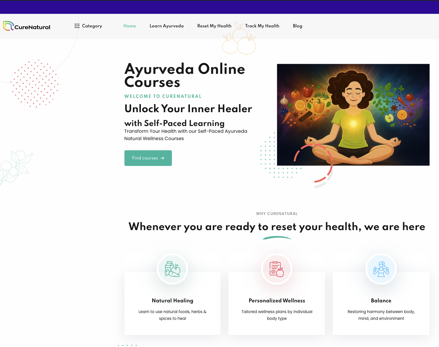 CureNatural - Main screenshot showing features and interface