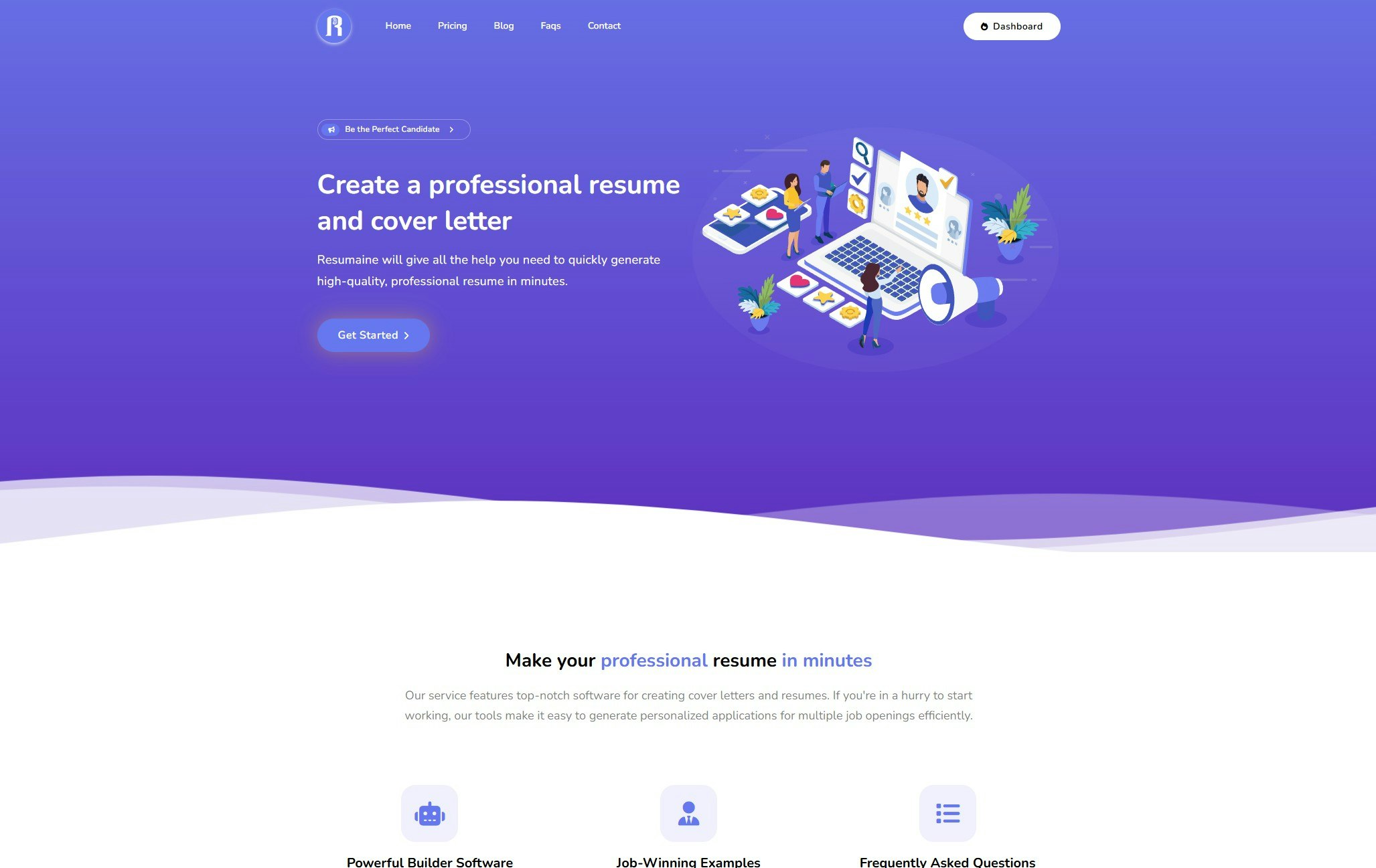 Resumaine - Main screenshot showing features and interface