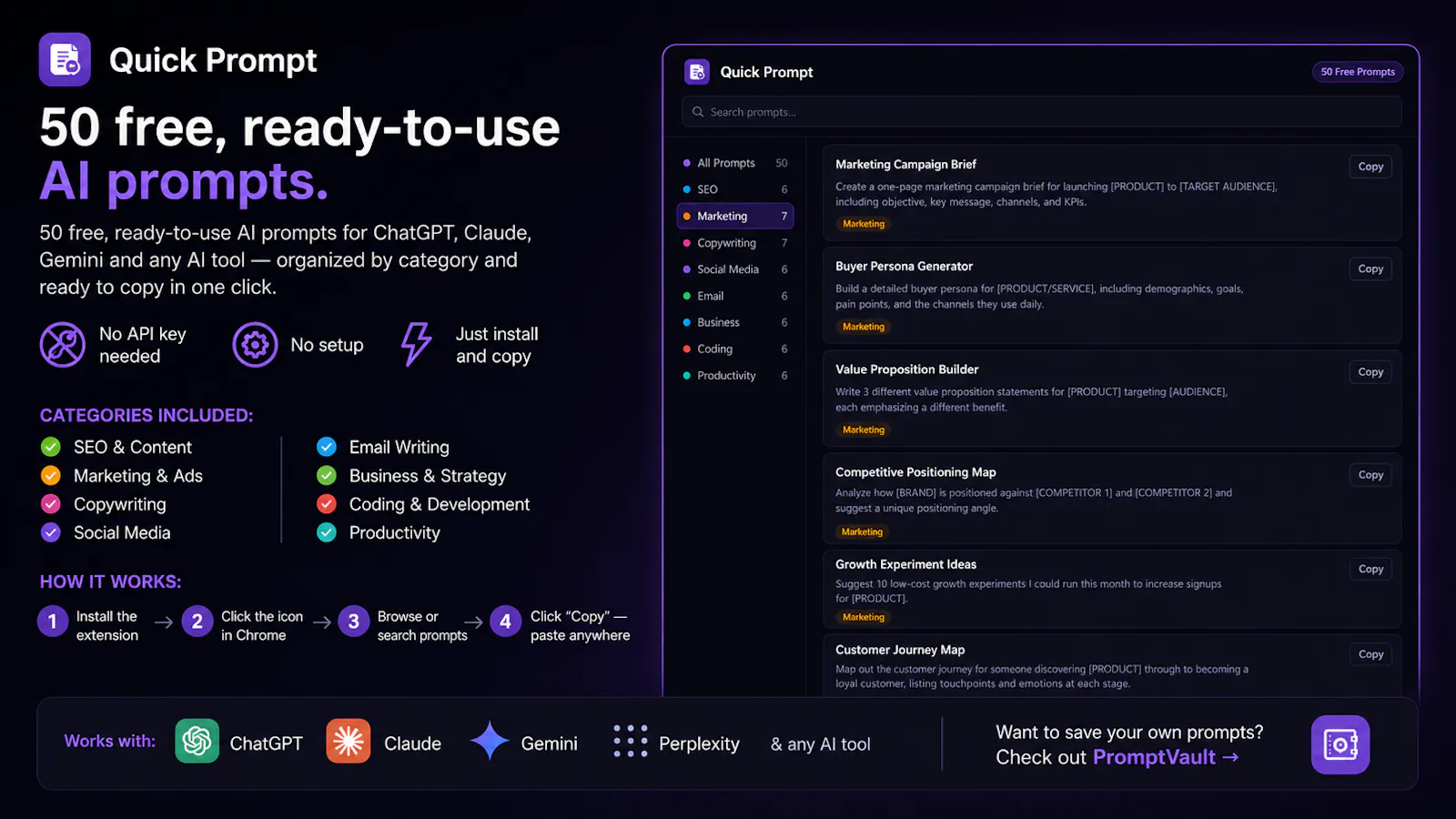 Quick Prompt — Free AI Prompt Library screenshot 1